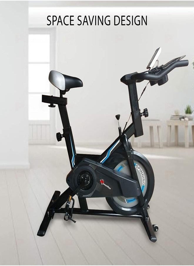 PowerMax Fitness Fitness Bs-150 Spin Exercise Bike For Home Use [10Kg Flywheel, Max User Weight 110Kg, Lcd Display, Belt Drive, 3Pc Crank, Anti-Slip Pedal And Adjustable Seat] 1 Year Manufacturer Warranty  - Image 4