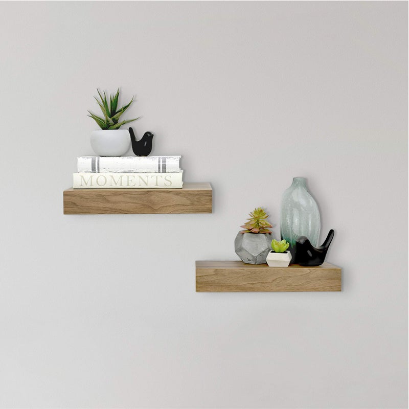 MCS Floating Shelf Room Decor Wooden Shelf Walnut Woodgrain 12 x 8 Inch Set of 2