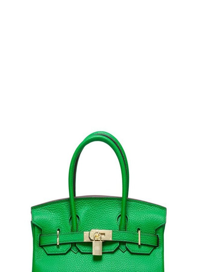 Loquat Gold Buckle Leather Handbag Bamboo Green  - Image 2