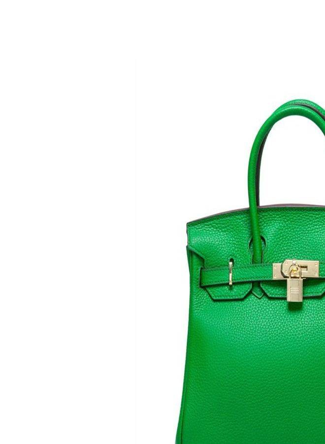 Loquat Gold Buckle Leather Handbag Bamboo Green  - Image 3