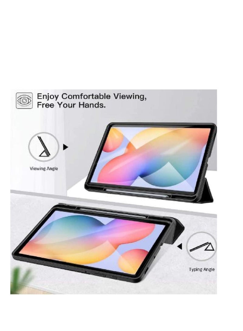 Case Slim Trifold Case With TPU Stand Back Cover For Samsung Galaxy Tab S6 Lite P610 P615 P617 With Pen Shockproof Stand Cover Auto Wake/Sleep Black - Image 3