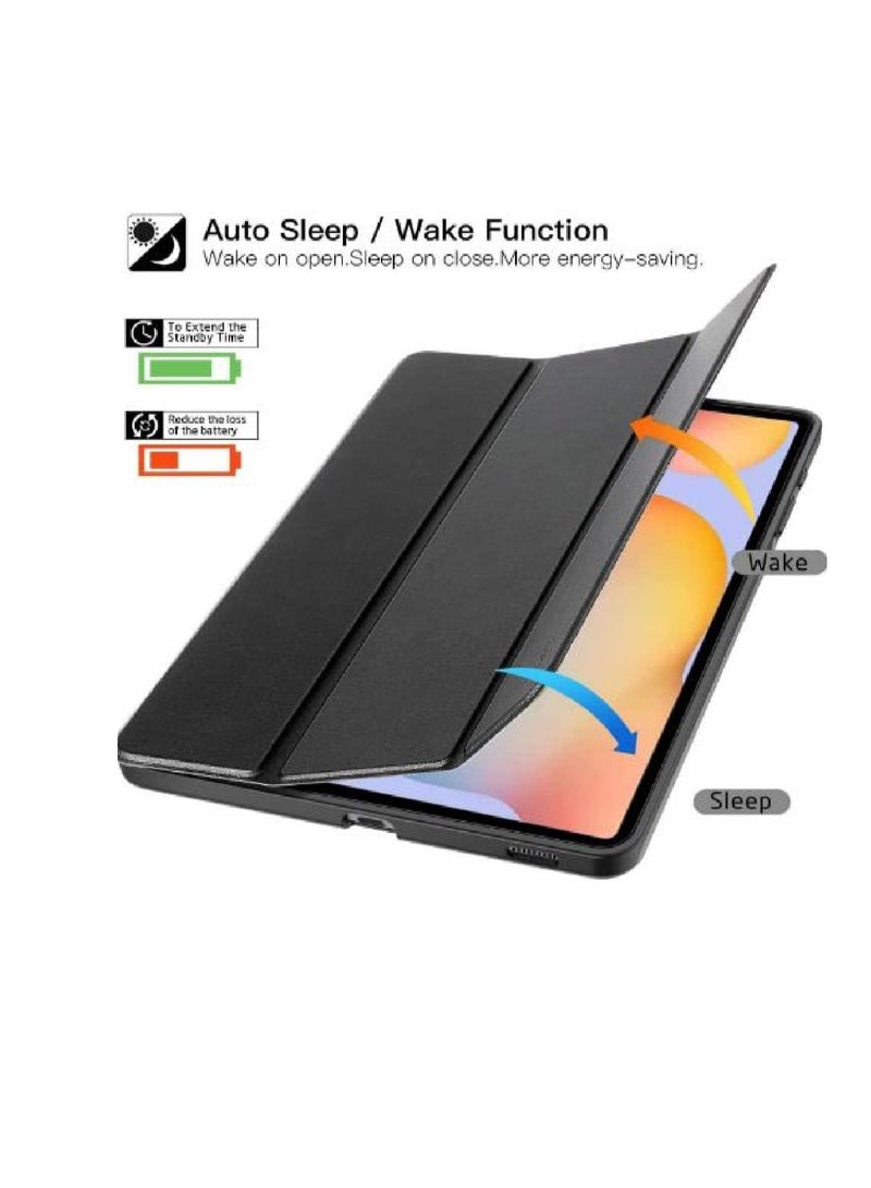 Case Slim Trifold Case With TPU Stand Back Cover For Samsung Galaxy Tab S6 Lite P610 P615 P617 With Pen Shockproof Stand Cover Auto Wake/Sleep Black - Image 4