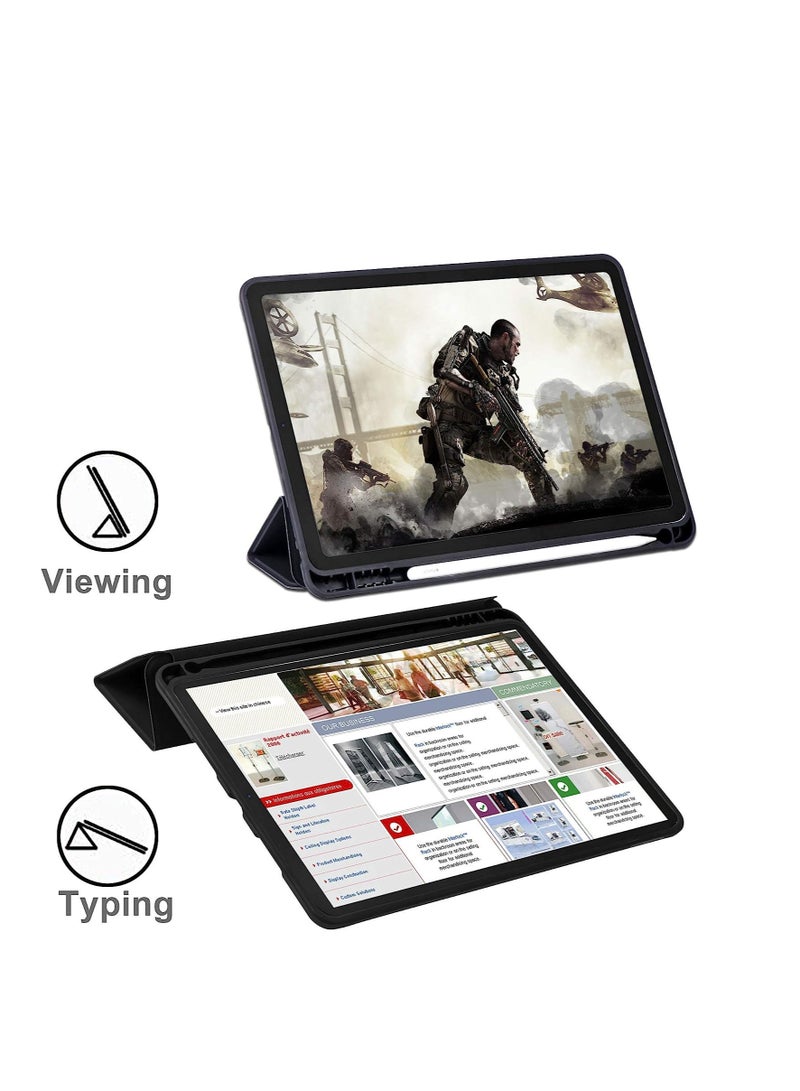 Case Slim Trifold Case With TPU Stand Back Cover For Samsung Galaxy Tab S6 Lite P610 P615 P617 With Pen Shockproof Stand Cover Auto Wake/Sleep Black - Image 2