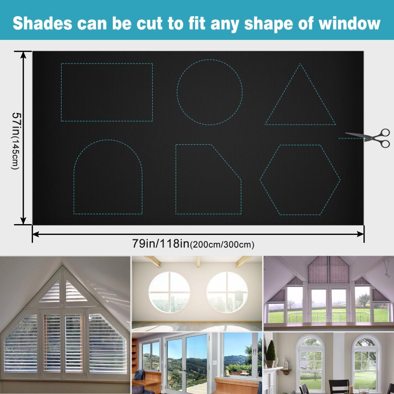 Changshade Portable Shades for Windows, Travel Stick On Blackout Curtains No Drill 100% Black Out, Blackout Window Cover Temporary Blinds for Baby, Nursery, Bedroom, 57" Width X 118" Heiht - Image 3