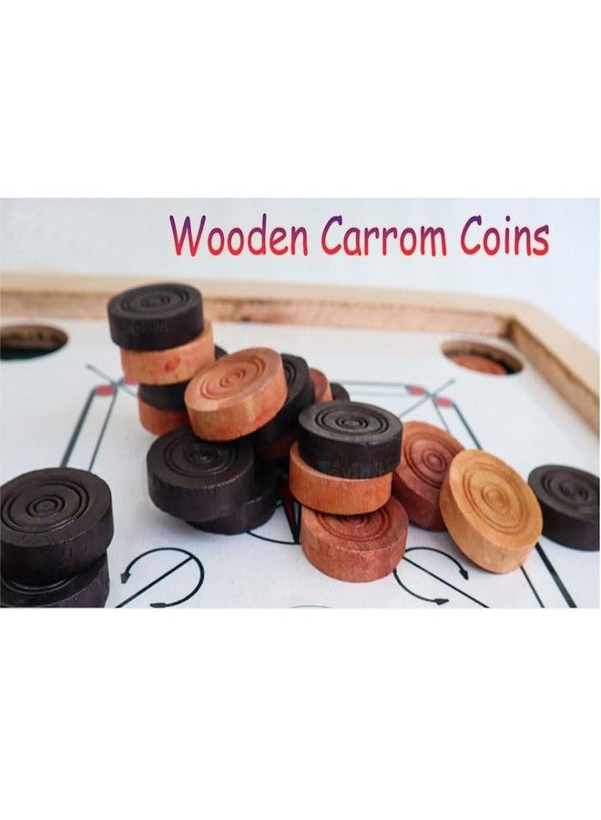 CanBee Carrom Playing Coins and Powder for Kids and Adult | Wooden Coins, Acrylic, Transparent Plastic | with Free 1 Striker Set of 20 and 24 (20 Wood Coins) - Image 3