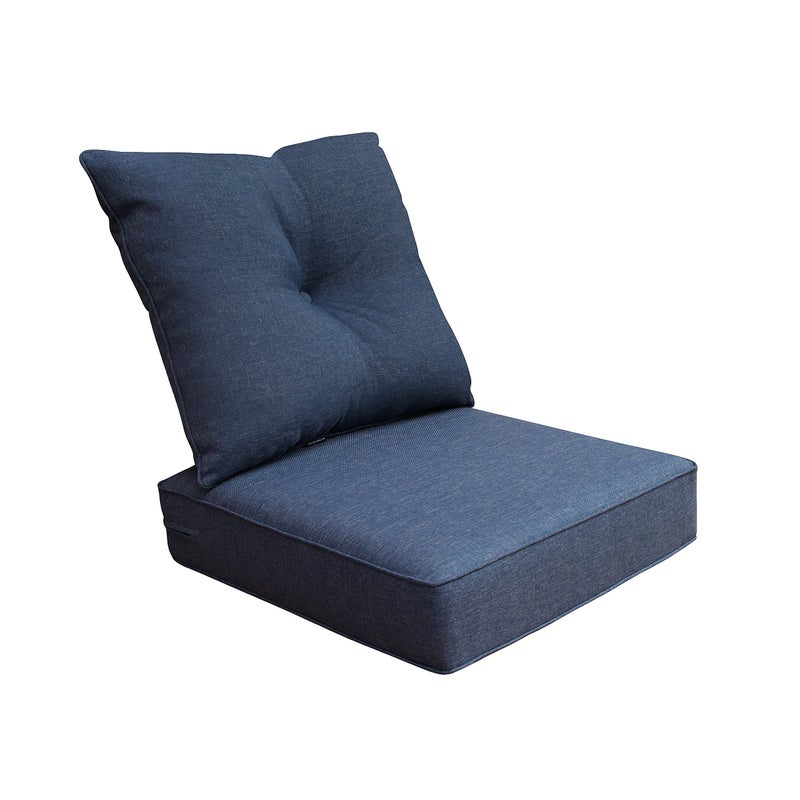 BOSSIMA Indoor Outdoor Deep Seat Chair Cushion Fade Resistant 24 inches Replacement Foam Seat Cushions Blue Lake