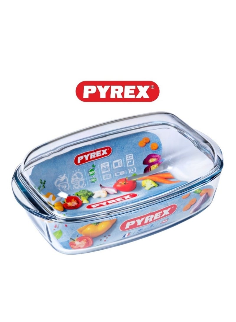 Pyrex Essential Casseroles Rectangular 6.5L - Versatile Borosilicate Glass Dish for Baking, Roasting, and Serving Clear - Image 1