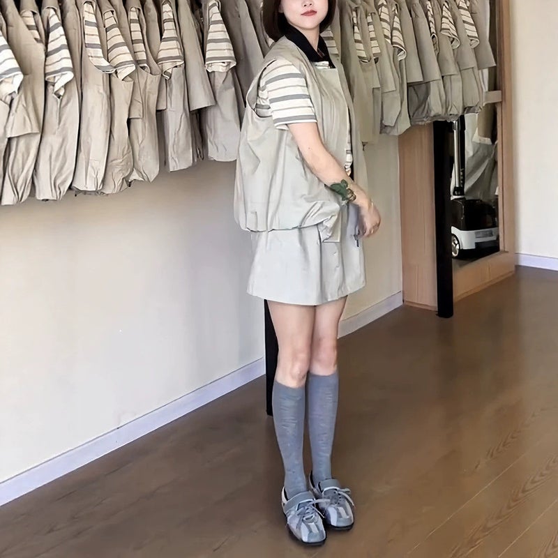Women's 3-Piece Tracksuit Set with Vest Jacket and Striped Tee - Image 3