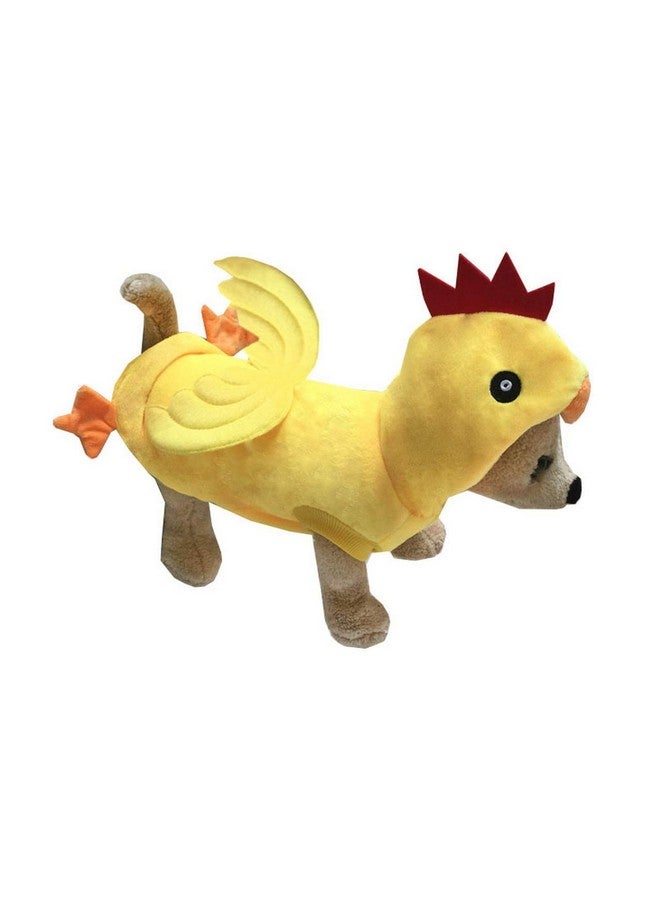 موغوكو زي موجوكو المضحك على شكل دجاجة وكلب، فستان تنكري على شكل ديك لعيد الهالوين والكريسماس، ملابس قطط رائعة ودافئة للحيوانات (مقاس XL، أصفر) - Image 1