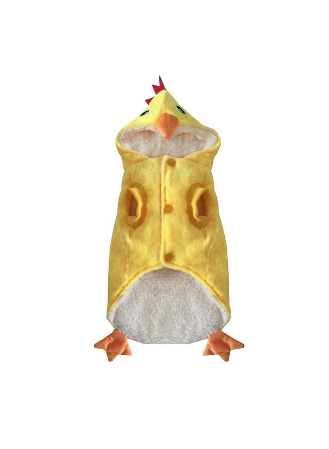 موغوكو زي موجوكو المضحك على شكل دجاجة وكلب، فستان تنكري على شكل ديك لعيد الهالوين والكريسماس، ملابس قطط رائعة ودافئة للحيوانات (مقاس XL، أصفر) - Image 2