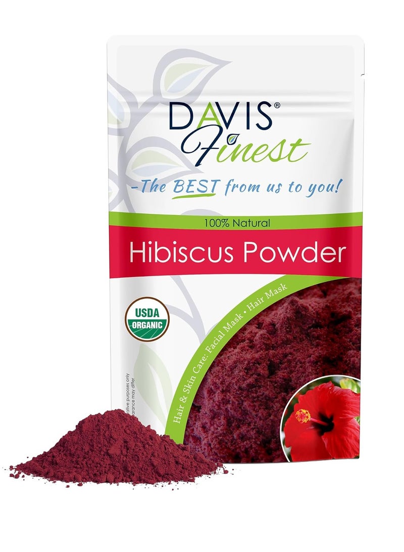 DAVIS Finest Organic Hibiscus Powder 100g Hair and Skin Facial Mask Face Pack Hair Growth Shine and Condition - Image 1