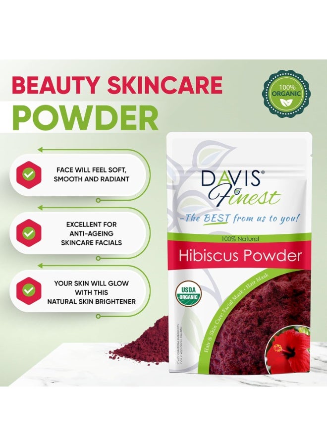 DAVIS Finest Organic Hibiscus Powder 100g Hair and Skin Facial Mask Face Pack Hair Growth Shine and Condition - Image 5