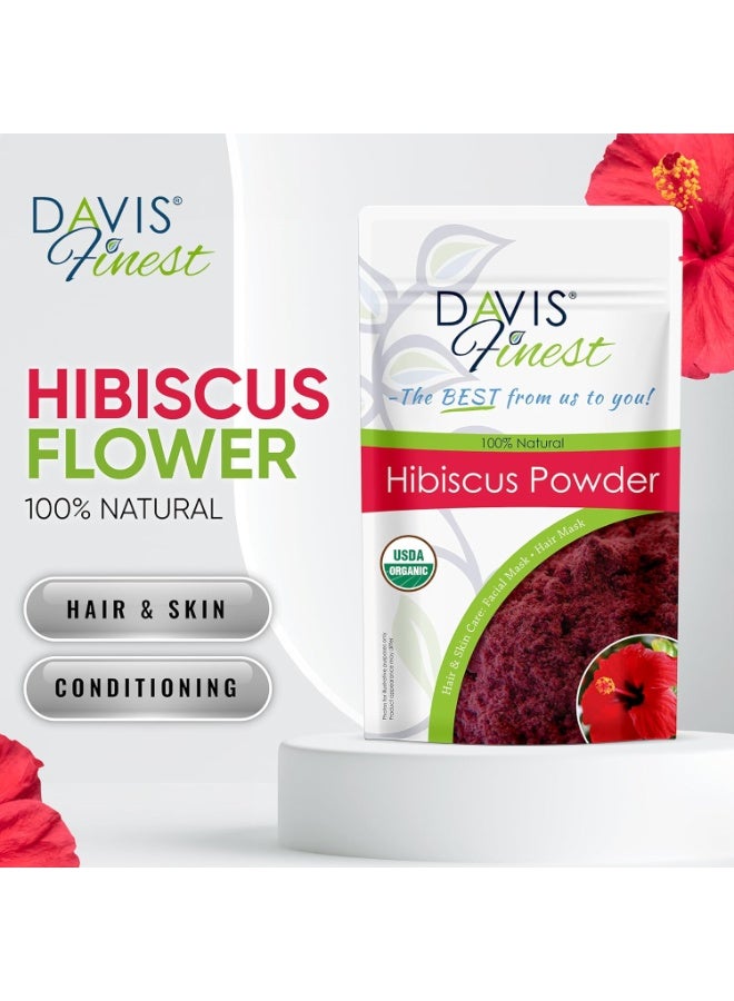 DAVIS Finest Organic Hibiscus Powder 100g Hair and Skin Facial Mask Face Pack Hair Growth Shine and Condition - Image 3