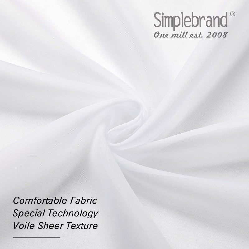 Simplebrand Sheer White Curtains 120 Inches Long Extra Long Rod Pocket Solid Color Window Sheer Curtain Panels Elegant Curtains & Drapes For Living Room Bedroom 2 Panels (White 2X42X120'') - Image 3