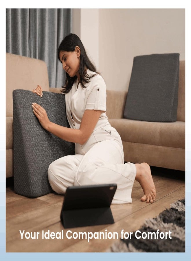 PLOSHE Orthopedic Wedge Pillow for Acid Reflux & Snoring Relief | Memory Foam Bed Pillow for Sleeping, Back Support, Leg Elevation & Pregnancy Use - Washable Cover (Grey, 21.5L x 7W x 20.25H Inch) - Image 4