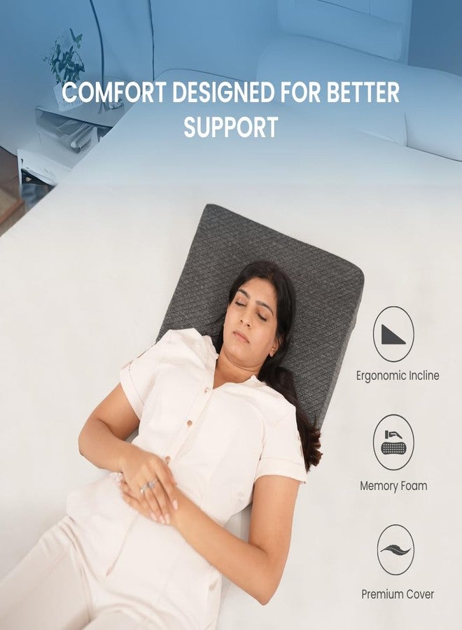 PLOSHE Orthopedic Wedge Pillow for Acid Reflux & Snoring Relief | Memory Foam Bed Pillow for Sleeping, Back Support, Leg Elevation & Pregnancy Use - Washable Cover (Grey, 21.5L x 7W x 20.25H Inch) - Image 3