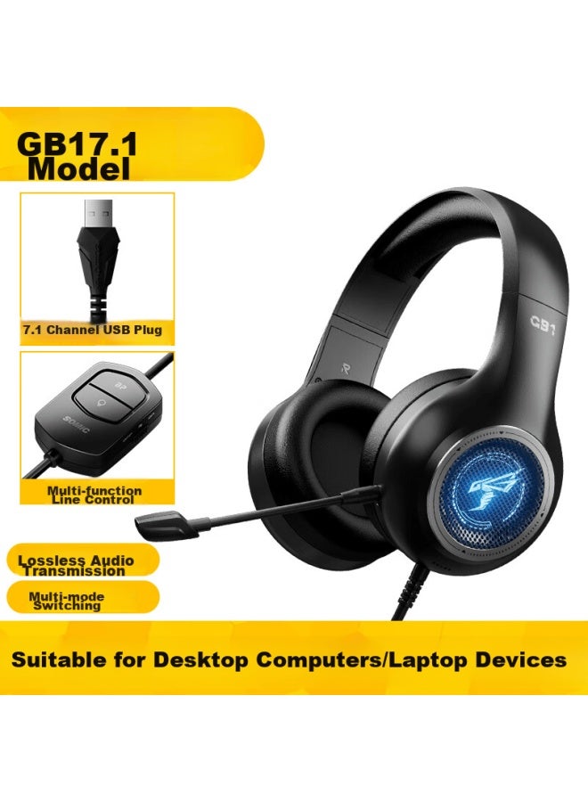 Somic Gb1 Gaming Headset Over-ear Wired Headphones With Microphone Plug-in For Desktop And Laptop Computers, E-sports Pubg Gaming Headset Mingmoyuanxu Zhuyu Black Usb 7.1 Versio - Image 1