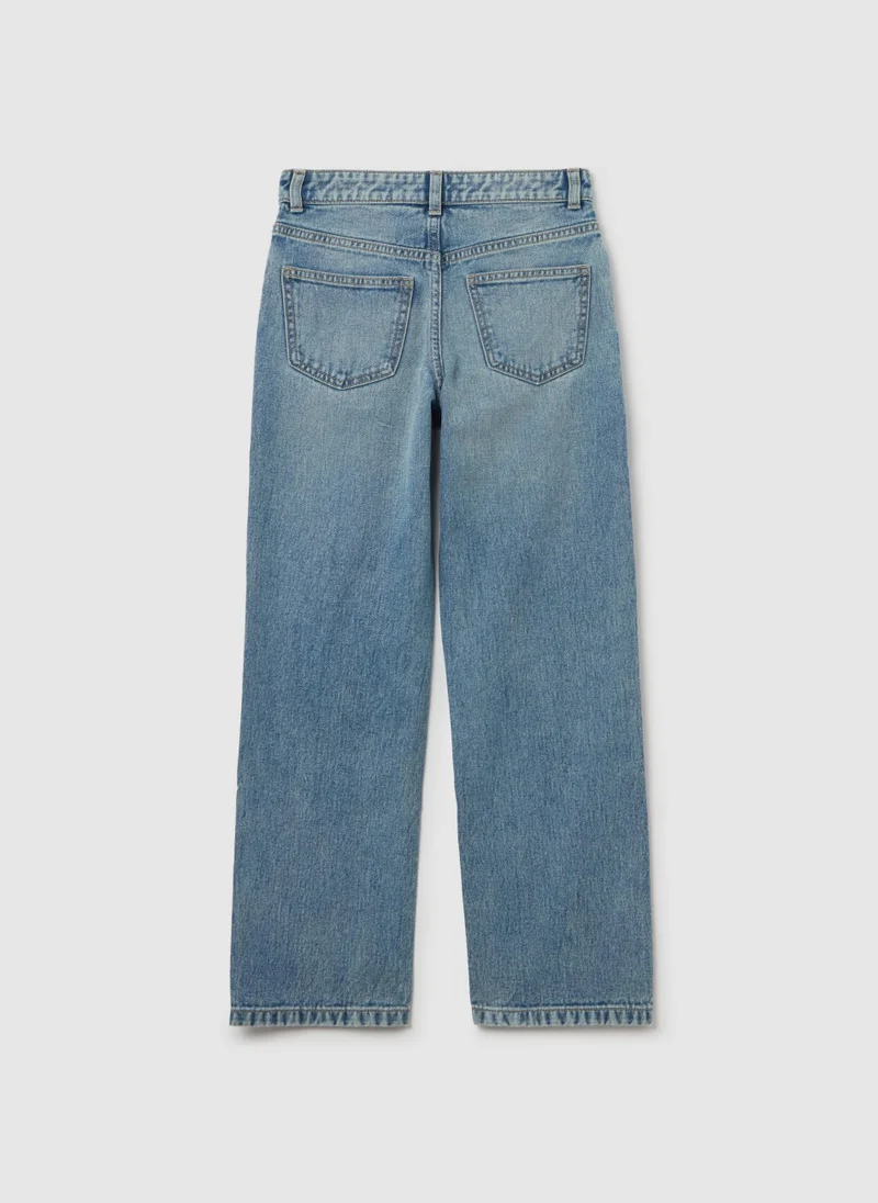 Ovs Straight-Fit Distressed Jeans With Five Pockets