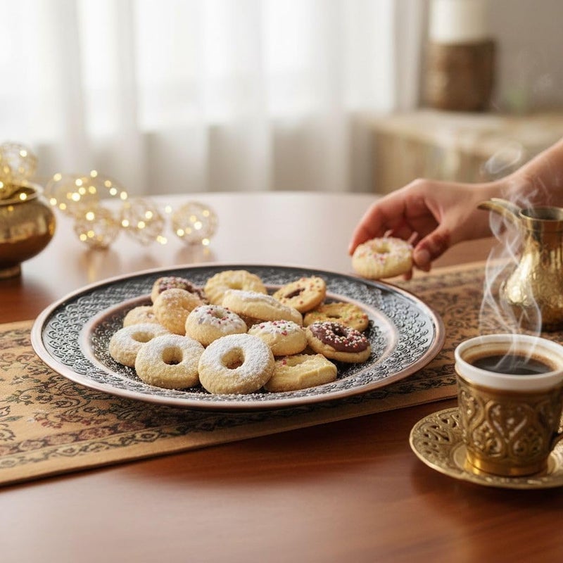 Round Engraved Serving Plates & Trays Decorative Round Plates for Serving & Home Decor (Set Of 4) - Image 5