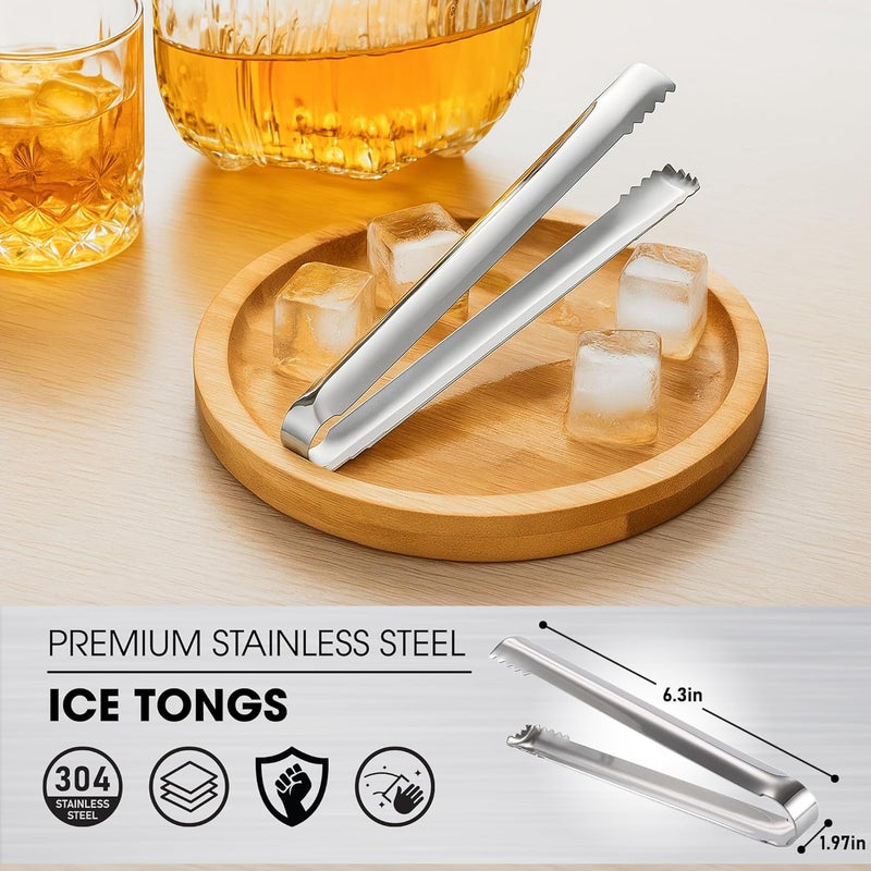 DUGATO Stainless Steel Cocktail Tongs (2 Pack, 6.3 inch) - Small Bar Ice Tongs with Sharp Grip Teeth for Ice Buckets, Sugar, Olives & Garnishes - Party Essentials - Image 2