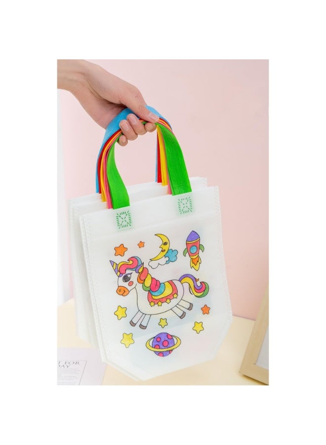 DURKU 30 Pieces Cute Coloring Bags, DIY Graffiti Coloring Bags Color Your Own Art Bags for Class Exchange Gifts & Carnival Animal Party Favor Supplies,Birthday Reusable Party Favor Bags - Image 5