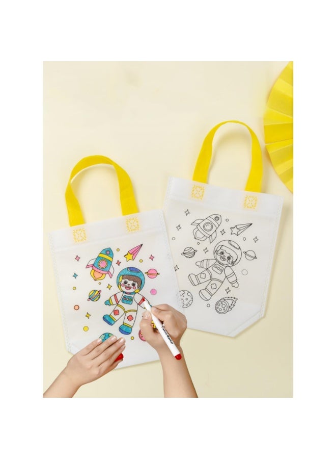 DURKU 30 Pieces Cute Coloring Bags, DIY Graffiti Coloring Bags Color Your Own Art Bags for Class Exchange Gifts & Carnival Animal Party Favor Supplies,Birthday Reusable Party Favor Bags - Image 2