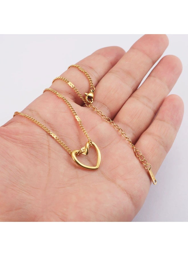 Goolsky قلادة قلادة قلب مجوف – مجوهرات عصرية ريترو بأسلوب بسيط، تصميم قلب مجوف مضاد للتأكسد، للارتداء اليومي/هدية رومانسية/مواعيد، أسلوب أنثوي - Image 5