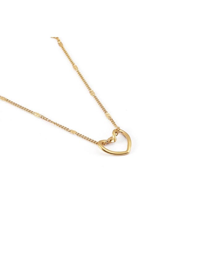 Goolsky قلادة قلادة قلب مجوف – مجوهرات عصرية ريترو بأسلوب بسيط، تصميم قلب مجوف مضاد للتأكسد، للارتداء اليومي/هدية رومانسية/مواعيد، أسلوب أنثوي - Image 1