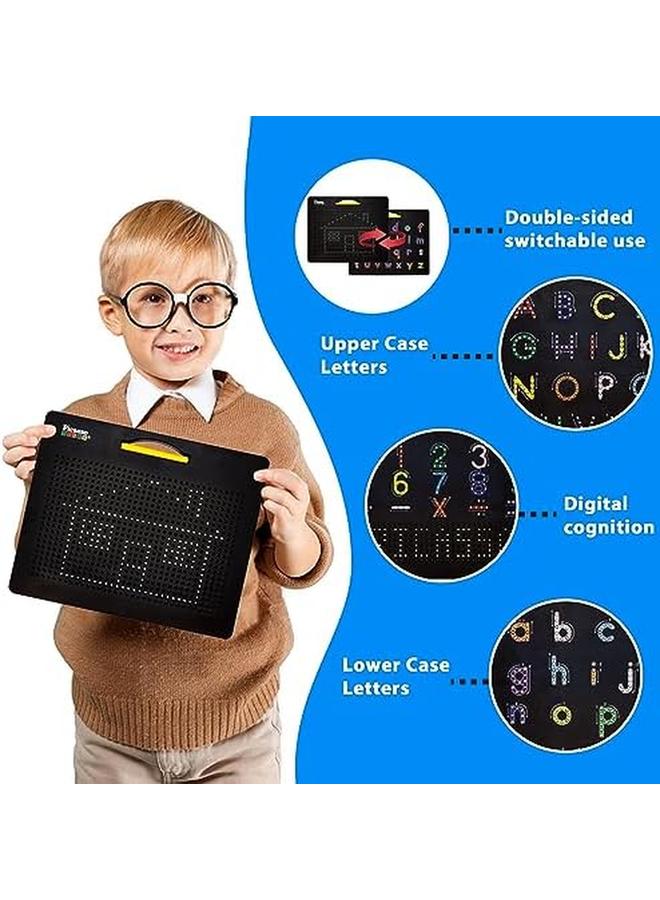 بيكاسو تيلز لوح رسم مغناطيسي 4 في 1، لوح رسم مغناطيسي كبير مقاس 12 × 10 بوصة مع 4 واجهات للأحرف الصغيرة والكبيرة وأرقام أبجدية وجذعية حرة لتعلم الكتابة والقراءة Ptb06 - Image 3