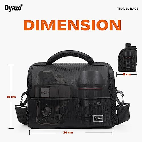 Dyazo Light Weight Water Resistant Single Shoulder Crossbody Camera Bag/Case Compatible for Sony Canon Nikon SLR DSLR Mirrorless Cameras and Lenses (Black & Grey) - Image 2