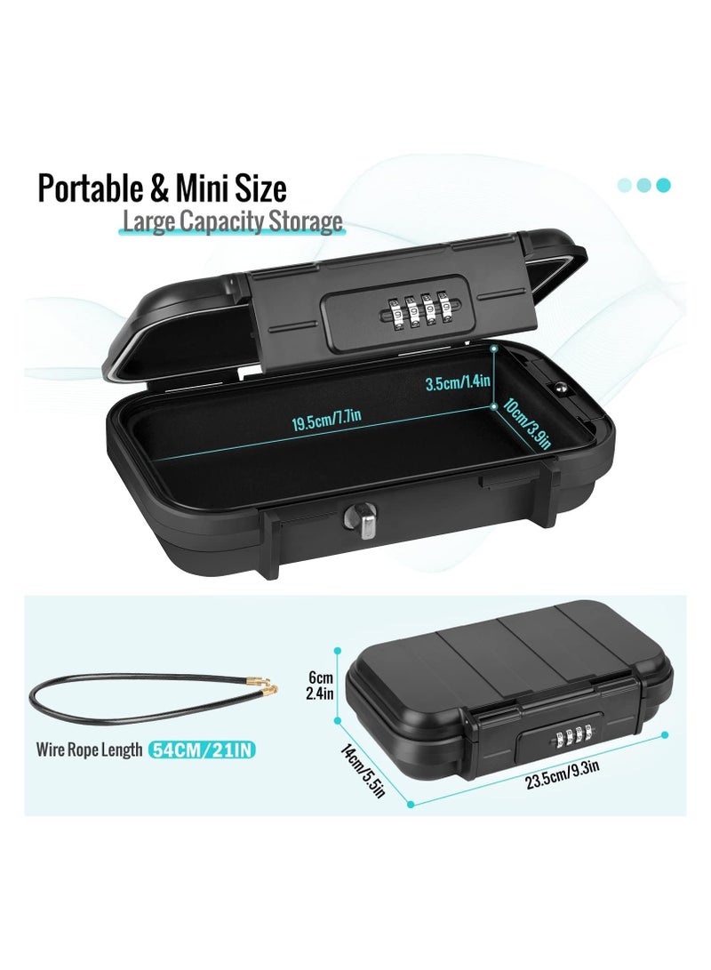 general Portable safety box with code, combination safety box lock box waterproof with removable wire rope safety box for car, home, travelling - Image 5