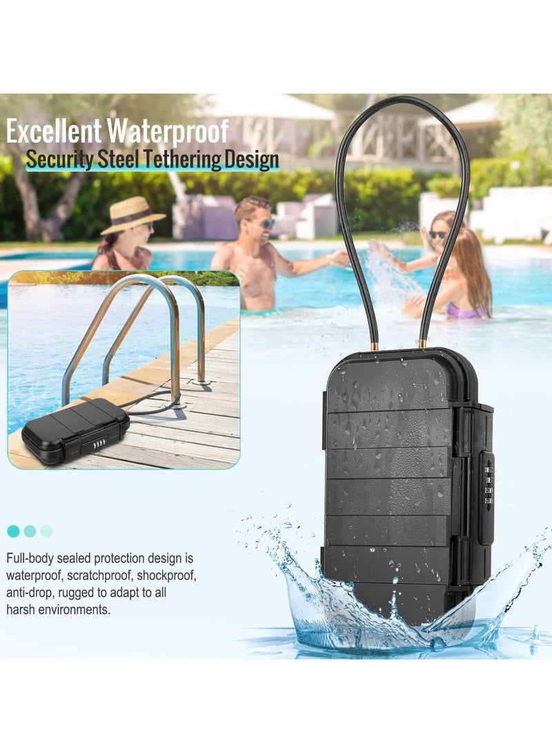 general Portable safety box with code, combination safety box lock box waterproof with removable wire rope safety box for car, home, travelling - Image 4