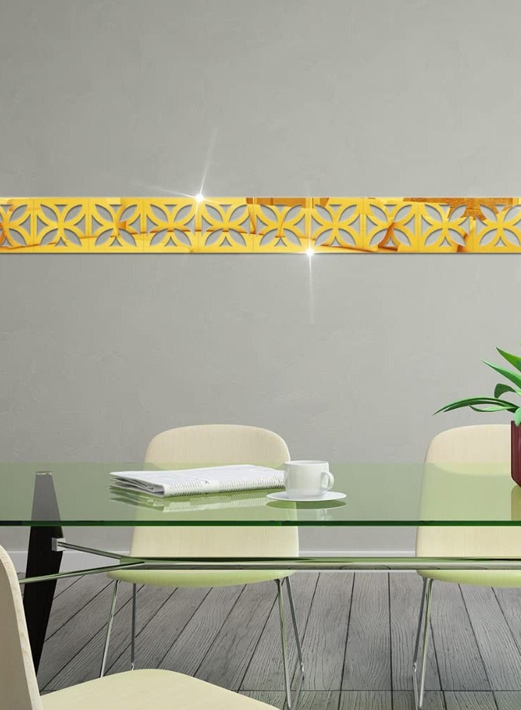 Excefore Acrylic Mirror Wall Stickers, Mirror Decals Tiles Border, DIY Wall Decor Sticker, 30Pcs Mirror Art Tile Decal, for Living Room Home Background Bathroom and Room Decoration 10* 10cm (Gold) - Image 3
