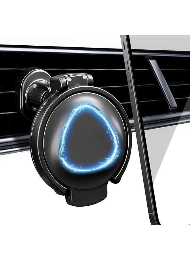 S-TOP Magnetic Car Mount, 2 in 1 Air Vent Dashboard Holder with Adjustable Angle Rotation, Hands Free Stand Supporting Horizontal Vertical View, Universal Fit for Mobile Devices, 1 Blue - Image 1