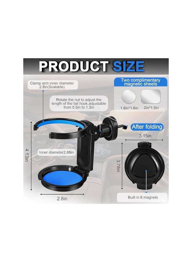 S-TOP Magnetic Car Mount, 2 in 1 Air Vent Dashboard Holder with Adjustable Angle Rotation, Hands Free Stand Supporting Horizontal Vertical View, Universal Fit for Mobile Devices, 1 Blue - Image 4