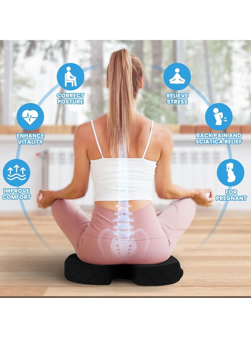 Office/Car Seat Cushion, Non-Slip Sciatica & Back Coccyx Tailbone Pain Relief Chair Pad, Memory Foam Butt Pillow for Computer Desk, Wheelchair, Driving (Black) - Image 4