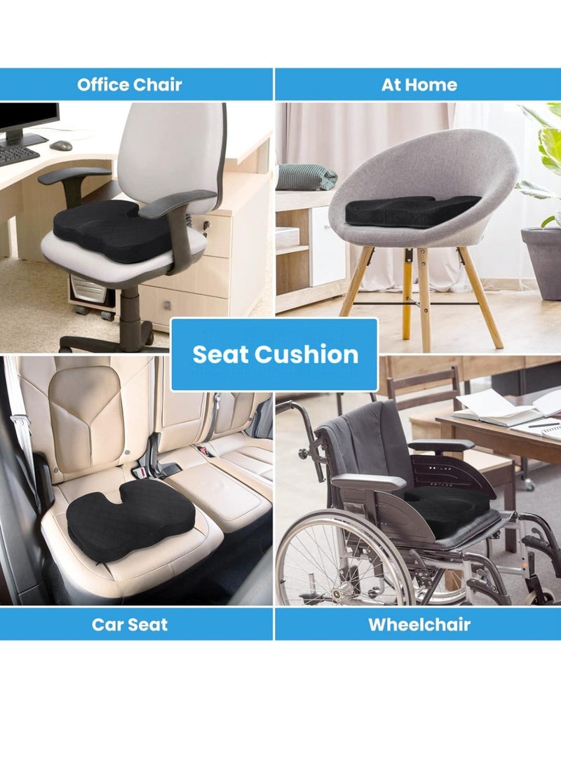 Office/Car Seat Cushion, Non-Slip Sciatica & Back Coccyx Tailbone Pain Relief Chair Pad, Memory Foam Butt Pillow for Computer Desk, Wheelchair, Driving (Black) - Image 5
