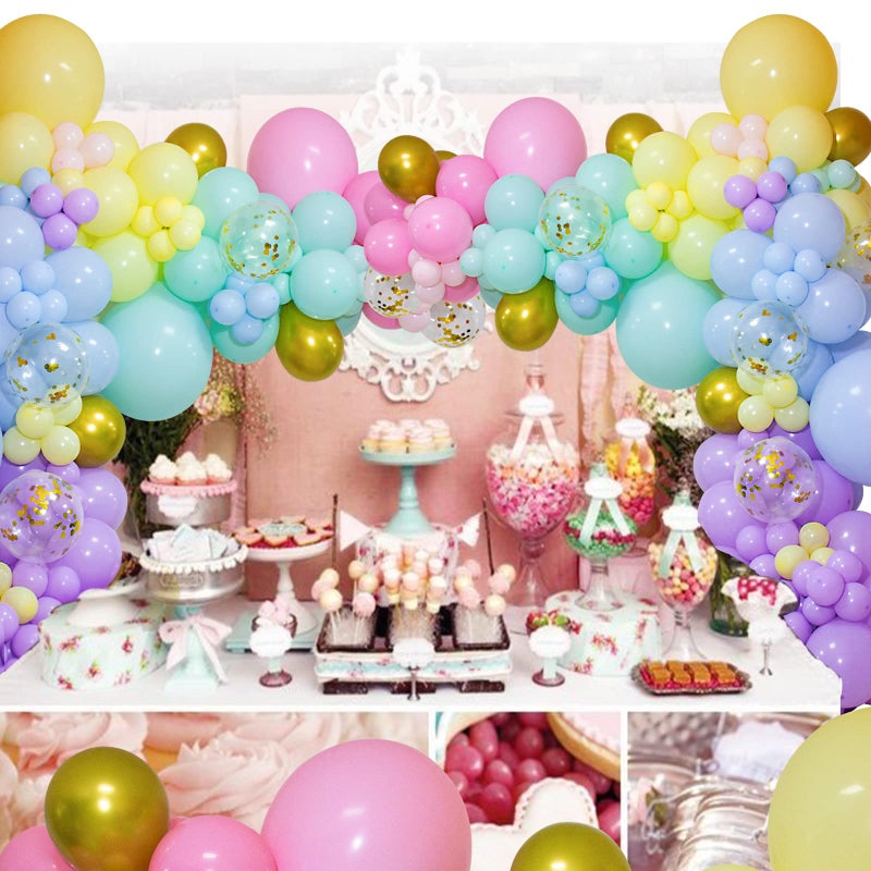 KAWKALSH 219Pcs Rainbow Balloons Garland Arch Kit Different Sizes Latex Balloons Assorted Pastel Party Balloons Arch for Birthday Baby Shower Wedding Engagement Anniversary Party Decorations - Image 5