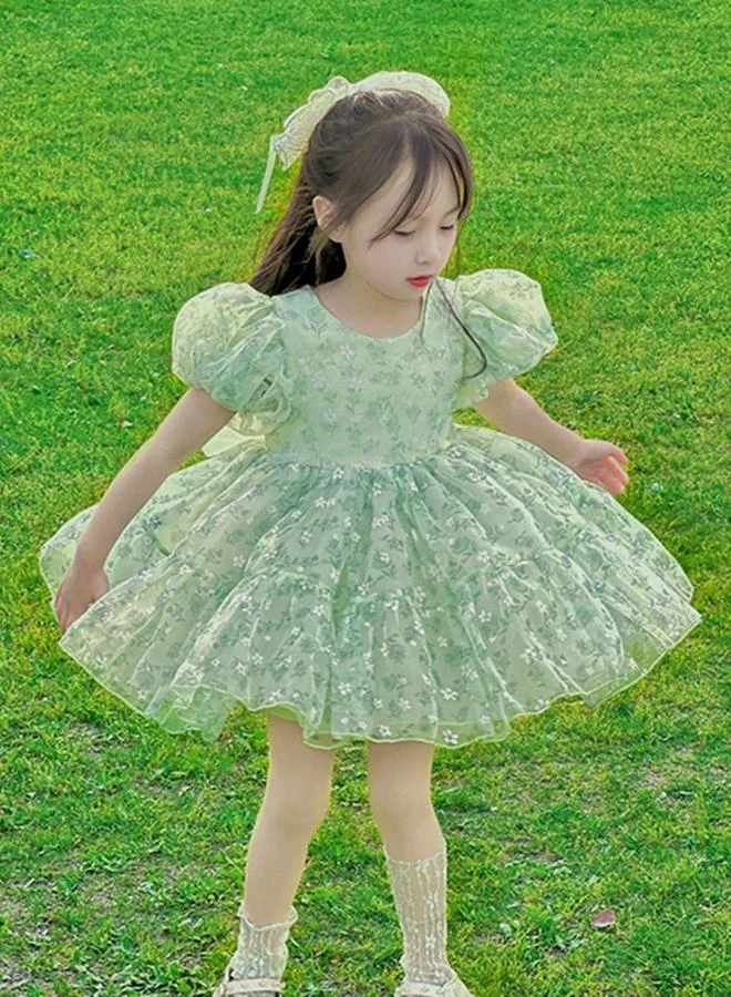 Take Two Girls Floral Print Puff Sleeve Dress