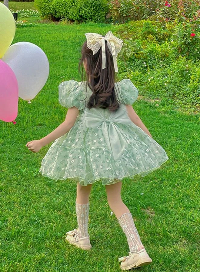 Take Two Girls Floral Print Puff Sleeve Dress