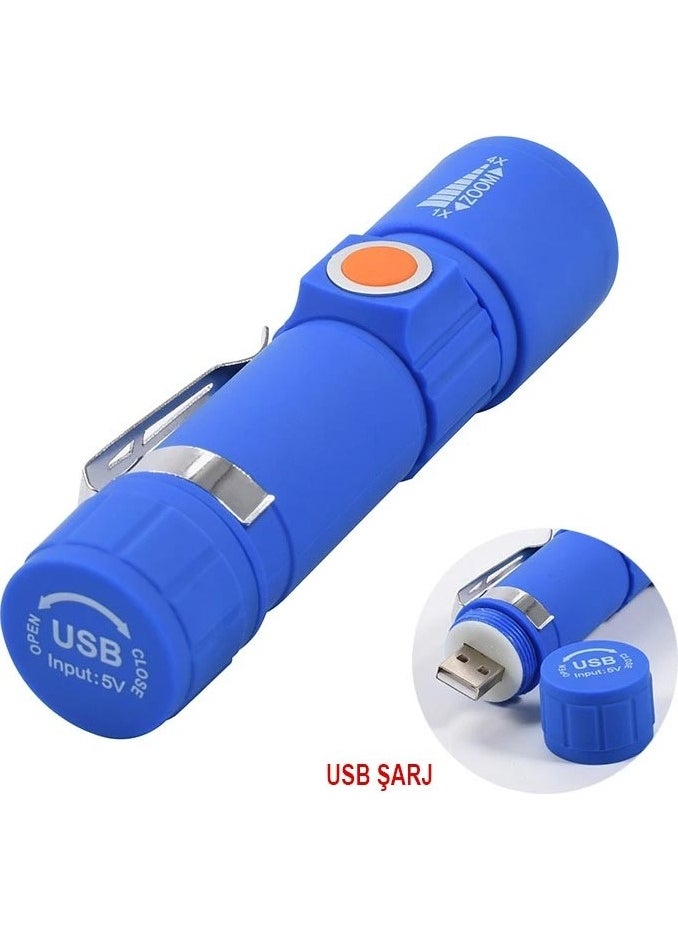 AYT Powermaster MX-616S USB Rechargeable 3 Mode Plastic Case Mini Flashlight  - Image 4