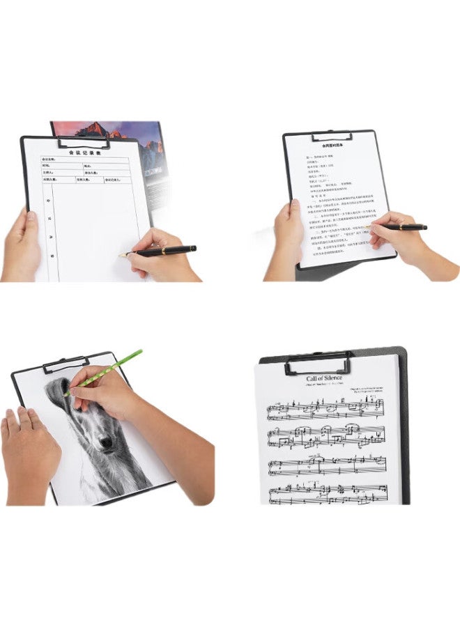Simaa A4 Writing Clipboard, Office Supplies Writing Clipboard, Metal Strong Clip Plastic Clipboard, Menu Holder, Multifunctional Writing Pad, Vertical Black - Image 3