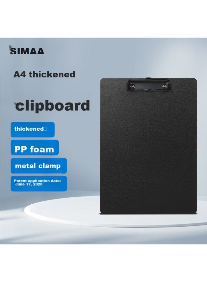 Simaa A4 لوح الكتابة، لوح الكتابة لمستلزمات المكتب، مشبك معدني قوي لوح بلاستيكي، حامل قائمة، لوح كتابة متعدد الوظائف، أسود عمودي - Image 1