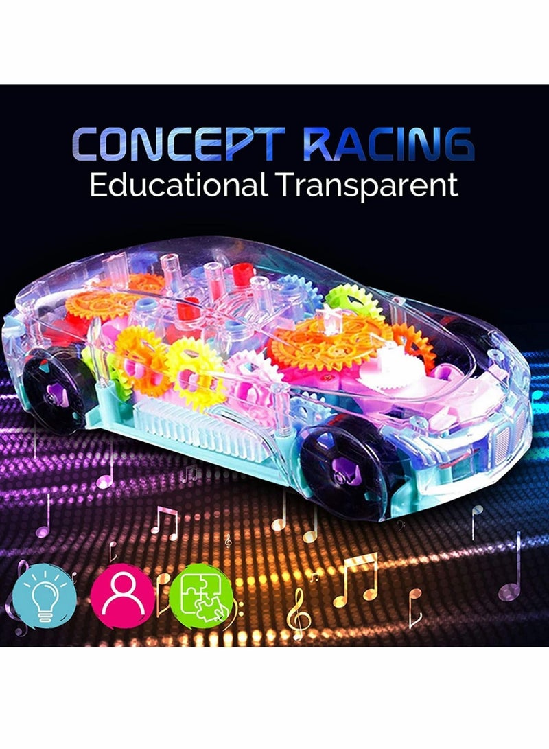 NIBEMINENT Car Toy Racing Transparent Mechanical Gear with Music and Lights, Gift for 3 4 5-Year-Old Boys Girls Toddlers - Image 3