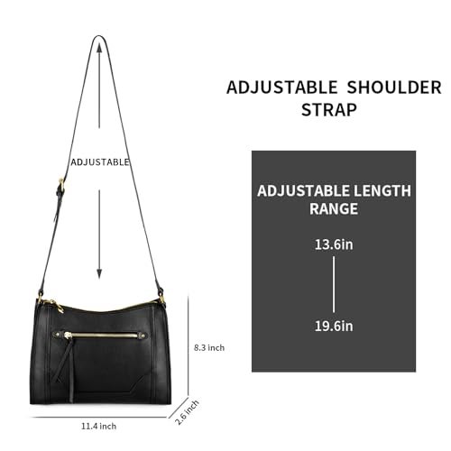 Kattee Genuine Leather Purses and Handbags for Women Crossbody Stachel Shoulder Bags Black - Image 5
