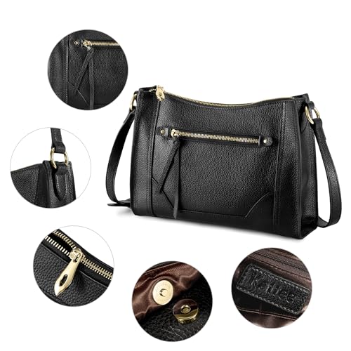 Kattee Genuine Leather Purses and Handbags for Women Crossbody Stachel Shoulder Bags Black - Image 4