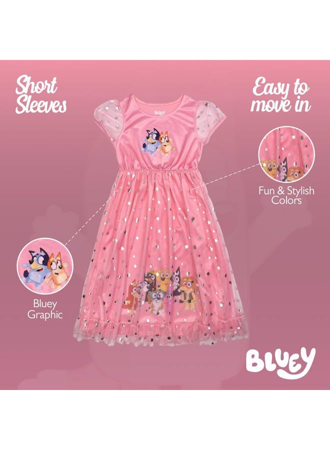 Bluey Girls' Fantasy Gown Nightgown, BLUEY FRIENDS, 4T - Image 3