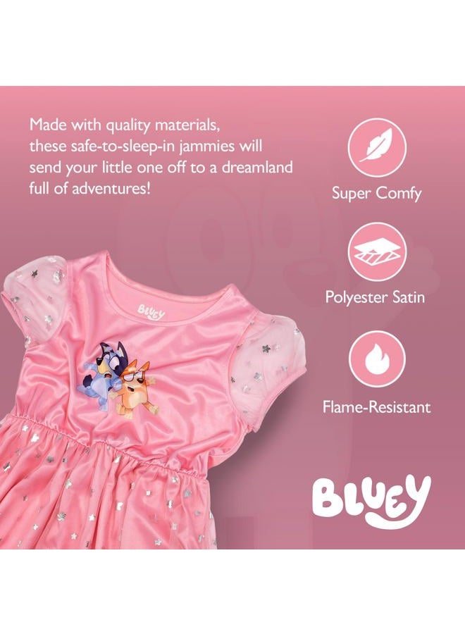 Bluey Girls' Fantasy Gown Nightgown, BLUEY FRIENDS, 4T - Image 2
