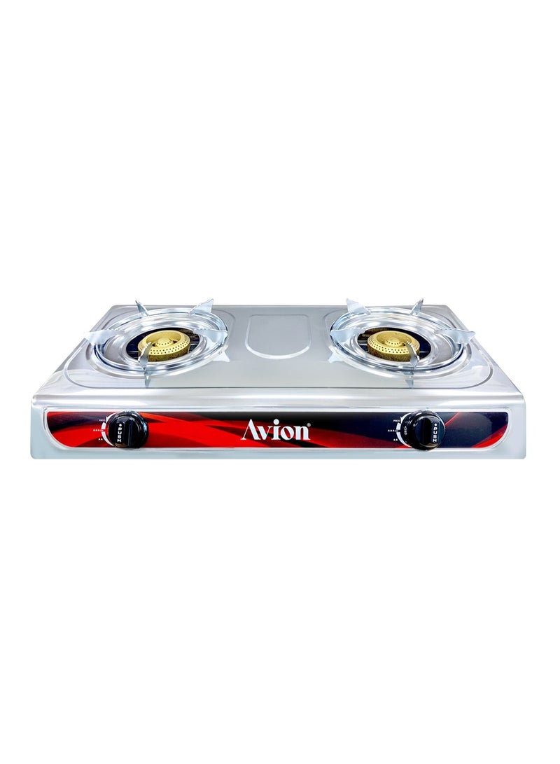Avion Double burner gas stove with durable cast iron beehive burner, auto Ignition, stainless steel body, heat resistant electroplate pan support and L shape nozzle - Image 1