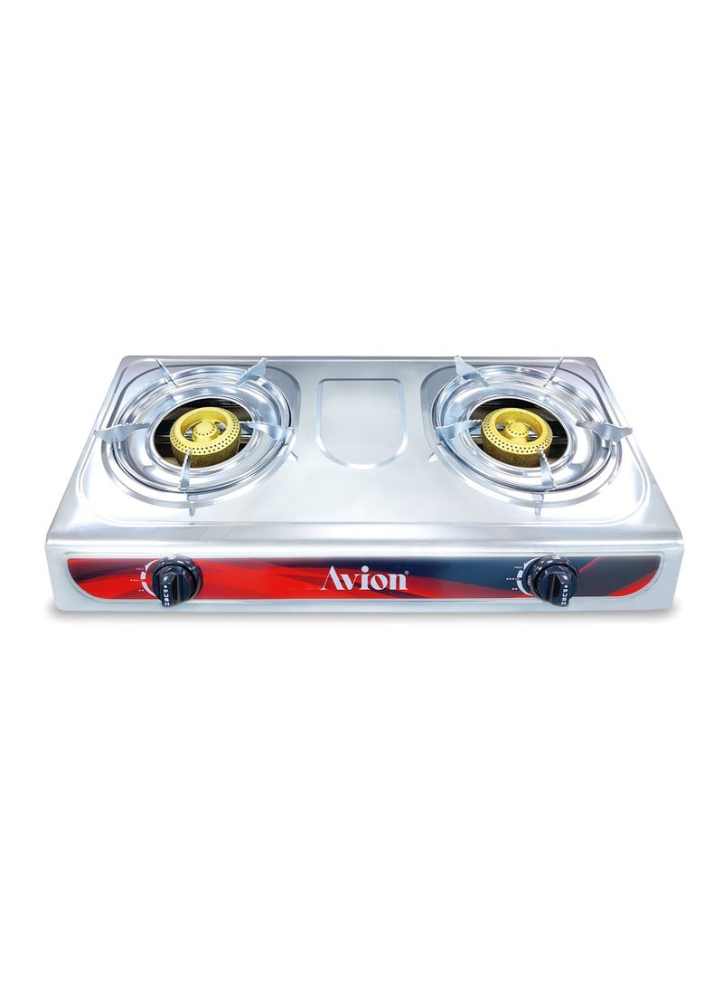 Avion Double burner gas stove with durable cast iron beehive burner, auto Ignition, stainless steel body, heat resistant electroplate pan support and L shape nozzle - Image 2